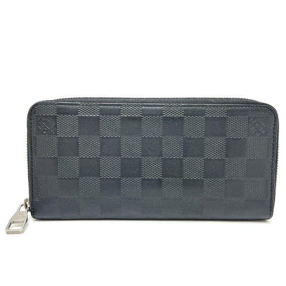 LOUIS VUITTON M63548 Damier Infini Zippy Wallet Vertical Men's Black Leather